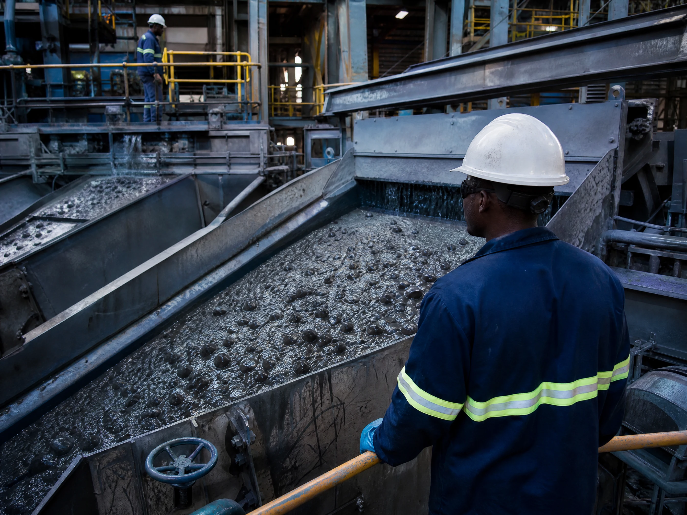 Industrial gravity or dense-medium separation equipment processing mineral material